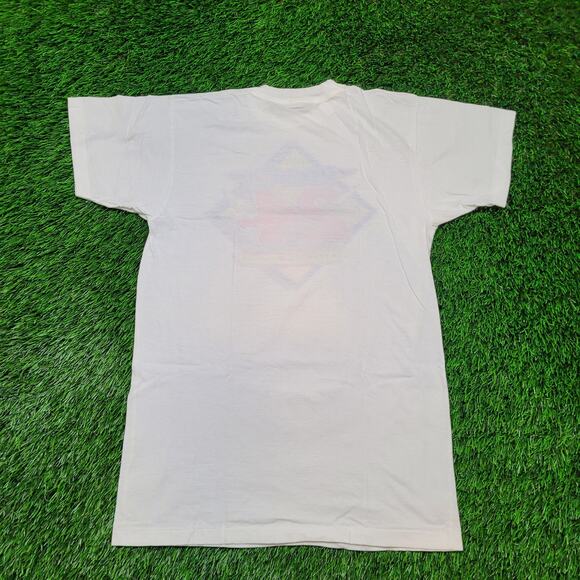 VTG 80s Radio 24 Switzerland T-Shirt Mens XS Single Stitch Slim Long - Picture 4 of 5